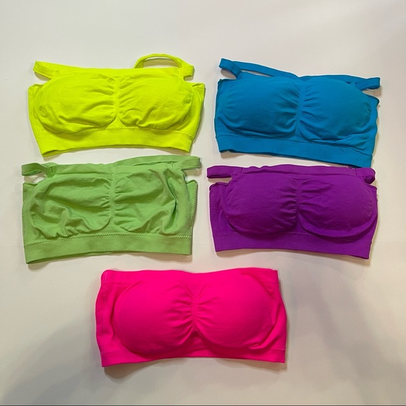 Bralettes All 6 in Neon Yellow, Green, Hot Pink, Blue & Purple Size S/M - Picture 3 of 9
